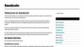 What Sandcoin.io website looked like in 2020 (4 years ago)