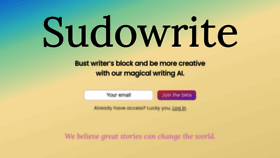 What Sudowrite.com website looked like in 2020 (3 years ago)