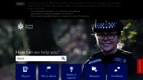 What Surrey.police.uk website looked like in 2020 (3 years ago)