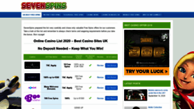 What Sevenspins.com website looked like in 2020 (3 years ago)