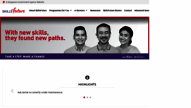 What Skillsfuture.gov.sg website looked like in 2021 (3 years ago)