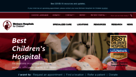 What Shrinershospitalsforchildren.org website looked like in 2021 (3 years ago)