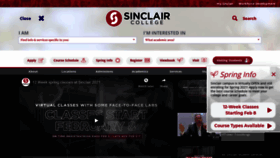 What Sinclair.edu website looked like in 2021 (3 years ago)