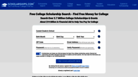 What Scholarships.com website looked like in 2021 (3 years ago)