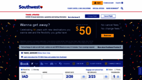 What Southwest.com website looked like in 2021 (3 years ago)