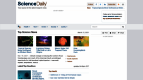 What Sciencedaily.com website looked like in 2021 (3 years ago)
