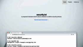 What Securitytxt.org website looked like in 2021 (3 years ago)