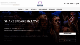 What Shakespeareinlove.com website looked like in 2021 (2 years ago)