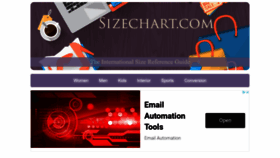 What Sizechart.com website looked like in 2022 (1 year ago)