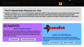 What Scamdex.com website looked like in 2022 (1 year ago)