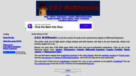 What Sosmath.com website looked like in 2023 (1 year ago)