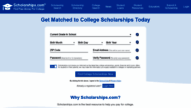 What Scholarships.com website looked like in 2023 (1 year ago)