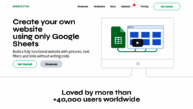 What Sheet2site.com website looked like in 2023 (2 years ago)