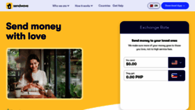 What Sendwave.com website looked like in 2023 (1 year ago)
