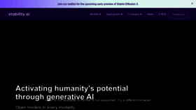 What Stability.ai website looks like in 2024 