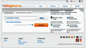 What Tinyshare.us website looked like in 2012 (11 years ago)