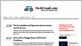 What Techcreak.com website looked like in 2014 (11 years ago)
