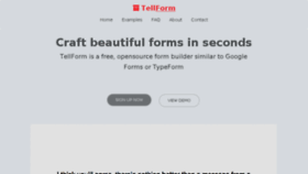What Tellform.com website looked like in 2016 (7 years ago)
