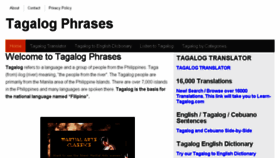 What Tagalogphrases.com website looked like in 2016 (7 years ago)