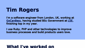 What Timrogers.uk website looked like in 2017 (6 years ago)