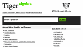 What Tiger-algebra.com website looked like in 2017 (6 years ago)