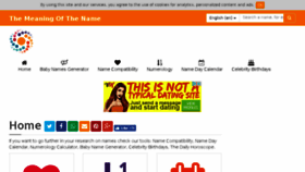 What Themeaningofthename.com website looked like in 2017 (6 years ago)