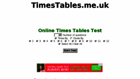What Timestables.me.uk website looked like in 2018 (5 years ago)