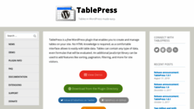 What Tablepress.org website looked like in 2018 (5 years ago)