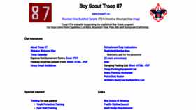 What Troop87.us website looked like in 2019 (5 years ago)