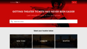 What Todaytix.com website looked like in 2020 (4 years ago)