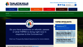 What Thprd.org website looked like in 2020 (4 years ago)