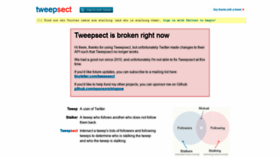 What Tweepsect.com website looked like in 2020 (3 years ago)