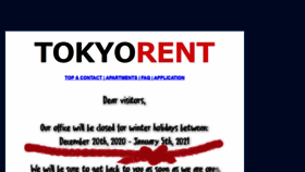 What Tokyorent.com website looked like in 2020 (3 years ago)