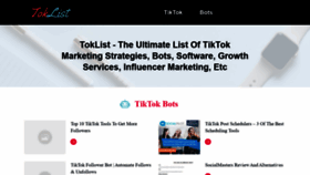 What Toklist.net website looked like in 2021 (3 years ago)