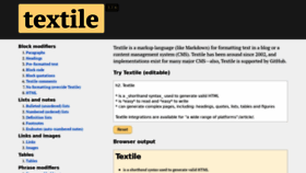 What Textile-lang.com website looked like in 2021 (3 years ago)