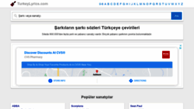 What Turkeylyrics.com website looked like in 2021 (3 years ago)