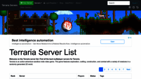 What Terraria-servers.com website looked like in 2023 (1 year ago)