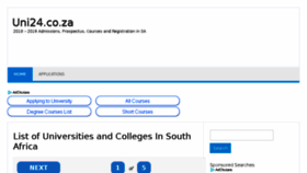 What Uni24.co.za website looked like in 2018 (6 years ago)