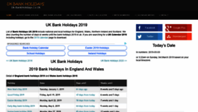 What Uk-bankholidays.co.uk website looked like in 2019 (5 years ago)