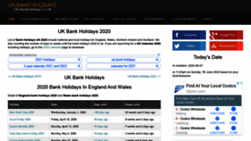 What Uk-bankholidays.co.uk website looked like in 2020 (3 years ago)
