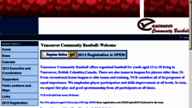 What Vancouverbaseball.com website looked like in 2012 (12 years ago)