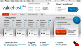 What Valuehost.co.uk website looked like in 2014 (9 years ago)
