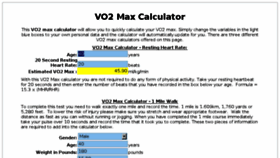 What Vo2maxcalculator.com website looked like in 2018 (7 years ago)