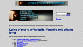 What Vangelislyrics.com website looked like in 2018 (5 years ago)