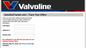 What Valvolinetracker.com website looked like in 2018 (5 years ago)