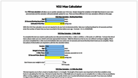 What Vo2maxcalculator.com website looked like in 2018 (7 years ago)