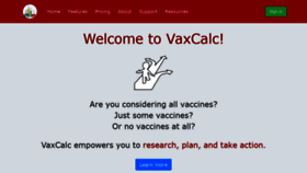 What Vaxcalc.org website looked like in 2020 (4 years ago)