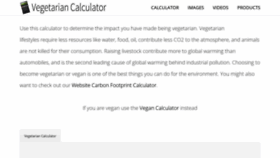 What Vegetariancalculator.com website looked like in 2020 (3 years ago)