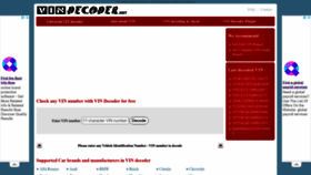 What Vindecoder.net website looked like in 2023 (1 year ago)