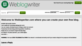 What Weblogwriter.com website looked like in 2016 (7 years ago)